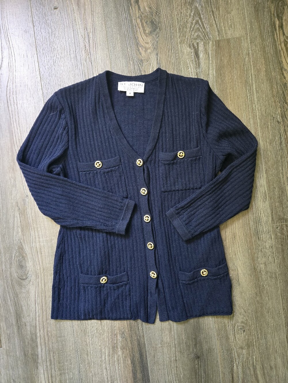 St John Knit Navy Blue Cardigian